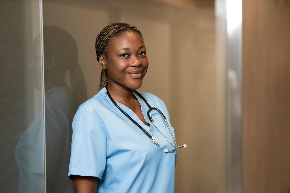 Healthcare and construction workers on the job