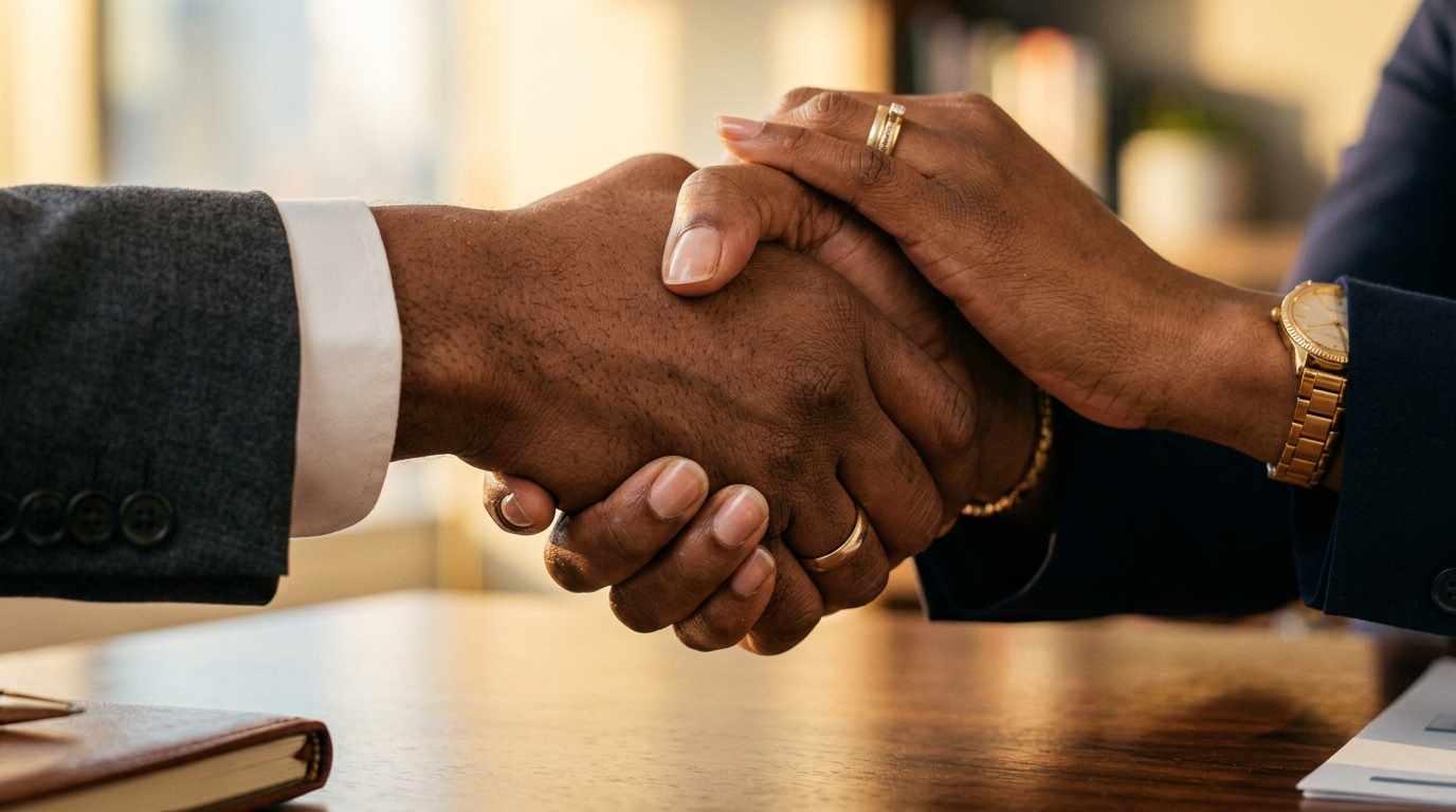 Partners meeting and shaking hands