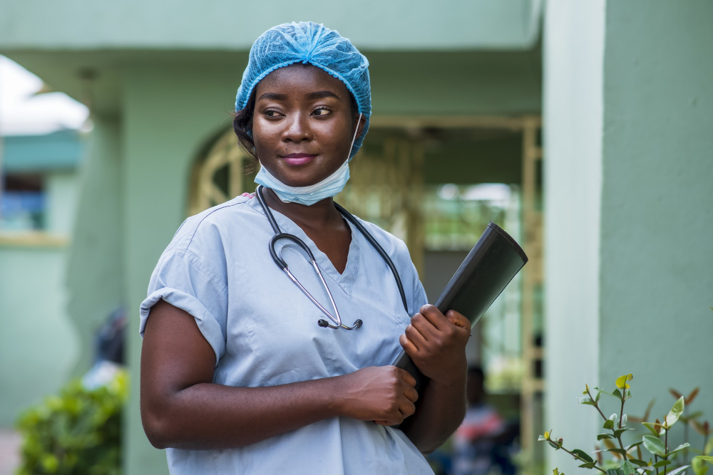 Healthcare and construction professionals at work